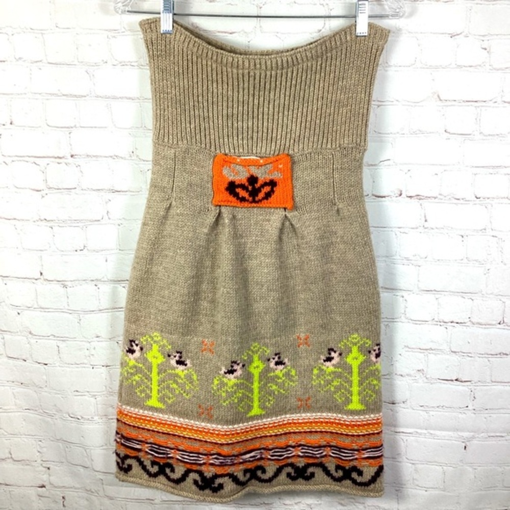 Anthropologie Sleeping on Snow Strapless Sweater Dress Size Small Fair Isle‎